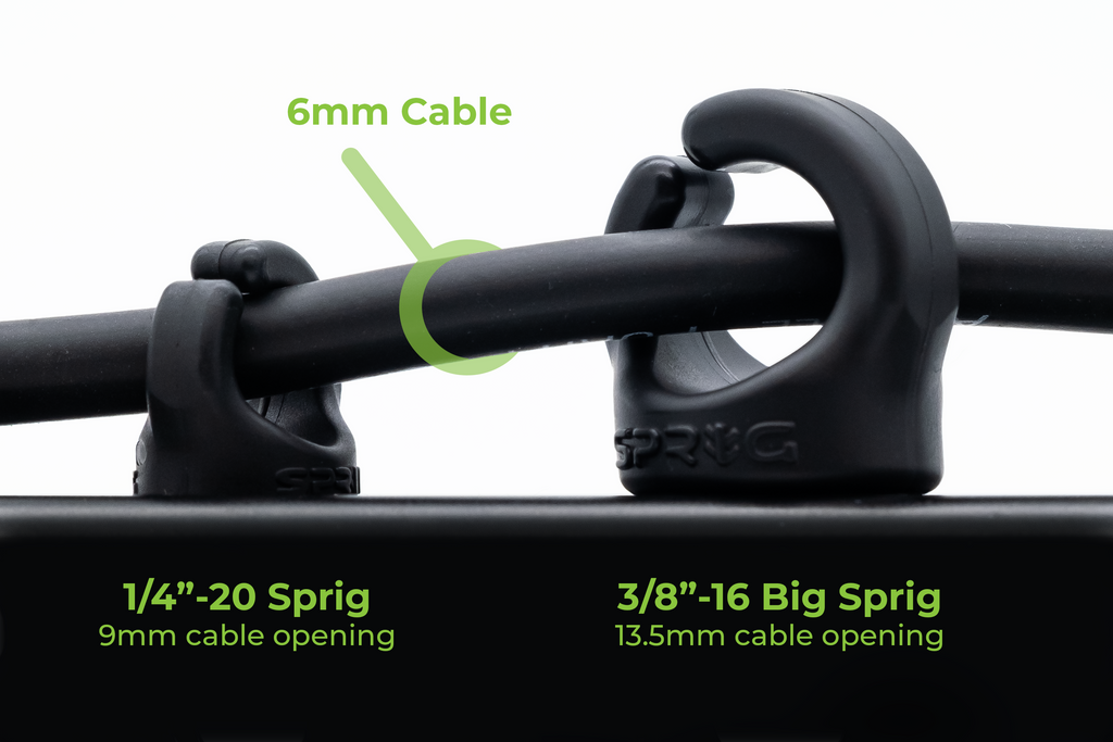Sprig Cable Management Clips 1/4"-20, 3/8"-16